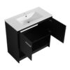 Modern 36" Bathroom Vanity With Ceramic Sink And Soft Closing Doors - Dark Oak - Image 18