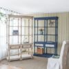 4 Tiered Wooden Shelf With Two Drawers, Farmhouse Wood Bookcase Display Storage Shelf Etageres - Antique Navy Blue - Image 13