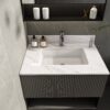 Carrara Marble Design Elegant Bathroom Vanity Top With Undermount Sink - White - Image 4