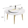 59.05" Modern Artificial Stone Round Golden Metal Dining Table, Can Accommodate 6 People Artificial Stone Turntable - White / Gold - Image 10
