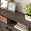 Farmhouse Shoe Storage Cabinet With Barn Door Design, 2 Flip Drawers, Hooks - Dark Oak - Image 12