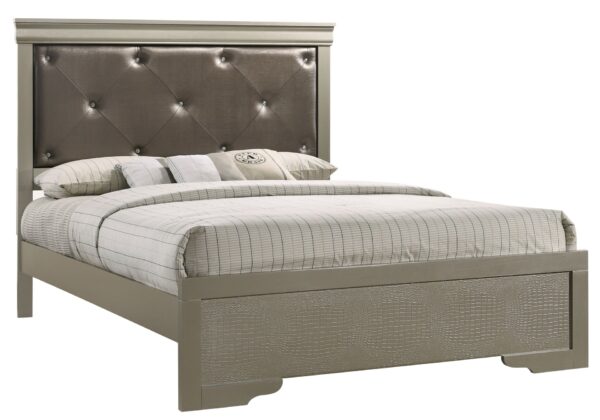Queen Bed Elegantly Designed Transitional - Champagne