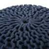Bordeaux - Knitted Cotton Round Pouf Ottoman And Floor Cushion - Navy Blue - Image 5