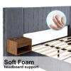 Upholstered King Size Bed Frame Of Velvet Tufted Headboard With Floating Nightstand LED / USB Built - Gray - Image 15