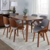 Folia Fabrizzi - 7 Piece Mid-Century Modern Dining Set - Walnut / Gray - Image 5