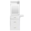 Small Vanity Desk With Mirror And Light, Dressing Table With Charging Station & Fold Up Panel For Small Space, Compact Makeup Vanity Set With Hidden Stool For Bedroom - White - Image 17
