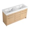 Original 60" Freestanding Bathroom Vanity With Double Resin Sink Soft Closing Doors & Drawers Plywood - Oak - Image 9