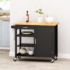 Contemporary Kitchen Cart With Wheels - Black - Image 9