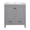 Bathroom Vanity With Single Sink, Combo Cabinet Undermount Sink, Bathroom Storage Cabinet With Two Doors And A Drawer, Soft Closing, Multifunctional Storage, Solid Wood Frame - Gray - Image 11