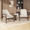 Accent Chair, Mid-Century Modern Armchair (Set of 2) With Solid Wood Frame, Reading Leisure Chair With High Back For Living Room - Beige - Image 14