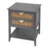 2 Drawer Side Table - Natural Rattan - End Table - Suitable For Bedroom, Living Room, Or Study - Gray - Image 12