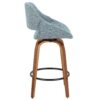 Fabrico - Mid-Century Modern Counter Stool - Walnut / Blue - Image 2