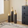 Elegant Floor Vase Set Metal Decorative Vases 3 Piece Set For Floral Display, Wedding & Gift Decor - Gold / Black - Image 10