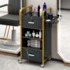 Locking Salon Storage Cabinet, Beauty Barber Salon Styling Station Organizer Equipment With 3 Hair Dryer Holder, 2 Drawers For Beauty Spa Barber Shop - Black - Image 12