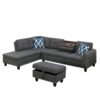 Alger - 98" Wide Left Hand Facing Sofa & Chaise With Ottoman - Dark Gray - Image 6