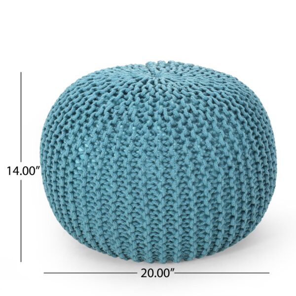 Moro - Contemporary Pouf With Knit Weave Design - Aqua
