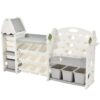 Kids Bookshelf Toy Storage Organizer With 17 Bins And 5 Bookshelves, Multi-Functional Nursery Organizer Kids Furniture Set Toy Storage Cabinet Unit With HDPE SheLF And Bins - Gray - Image 15