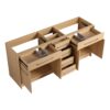 72" Freestanding Bathroom Vanity With Double Resin Sink Plywood Construction - Oak - Image 17