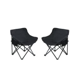 2 Pieces Outdoor Portable Folding Camping Chairs With Carry Bag - Black