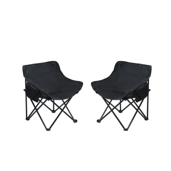 2 Pieces Outdoor Portable Folding Camping Chairs With Carry Bag - Black