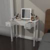 Vanity Table With LED Lights, Flip-Top Mirror And 2 Drawers, Jewelry Storage - Chic White - Image 19