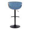 Curvo - Mid-Century Modern Adjustable Barstool With Swivel With Rounded T Footrest (Set of 2) - Black / Walnut / Blue - Image 5