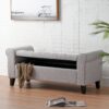Hayes - Contemporary Armed Storage Bench With Button Tufting And Rolled Arms - Light Gray - Image 9