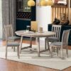 5 Piece Dining Table Set Round Extendable With Chairs - Natural Wood Wash - Image 2
