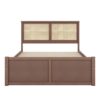 Queen Wood Storage Platform Bed With 4 Drawers Rattan Headboard - Antique Natural - Image 6
