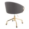 Claire - Contemporary / Glam Task Chair - Gold / Gray - Image 3