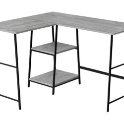 Computer Desk, Home Office, Corner, Storage Shelves, L-Shape, Work, Laptop, Contemporary, Modern - Gray