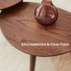Center Table Low Table 100% Solid Oak Wood Top Plate Desk Pebble Shaped Natural Wooden Coffee Table - Walnut - Image 6