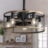 20" Industrial Caged Ceiling Fan With 7 - ABS Blades Remote Control, Small Ceiling Fan Reversible DC Motor - Black - Image 2