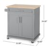 Negley - Contemporary Kitchen Cart With Wheels - Gray - Image 5