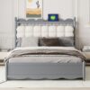 Queen Size Storage Platform Bed, With 2 Big Drawers, Twin Long Size Trundle, One Set Of Sockets & USB Ports - Gray - Image 19