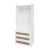 Wardrobe With 3 Drawers High Wardrobe Armoire With Rattan For Living Room Organizer - White - Image 10