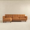 Allison - Left Facing Leather Sectional Sofa - Tan - Image 3