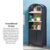 Modern 3 Shelf Open Arched Bookcase Cabinet - Black - Image 12