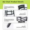 Modern Outdoor Swivel Bar Chairs, 360 Degree Rotation, Ergonomic Backrest, Armrests & Sunbrella Cushions, Weather Resistant (Set of 2) - Ember Black - Image 7