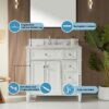 Freestanding Single Sink Bathroom Vanity With Solid Wood Construction And Engineered Marble Top - White - Image 14