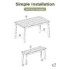 3 Pieces Acacia Wood Table Bench Dining Set For Outdoor & Indoor Furniture With 2 Benches, Picnic Beer Table For Patio, Porch, Garden, Poolside - Natural - Image 5