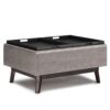 Owen - Tray Top Small Coffee Table Storage Ottoman - Distressed Gray - Image 3