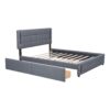 Queen Size Upholstered Platform Bed With Trundle And Drawers - Gray - Image 5
