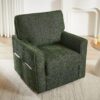 360° Swivel Chair Accent Barrel Armchair With Side Pockets, Chenille Upholstery, Compact Size - Green - Image 3