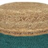 Lydia - Round Pouf - Aqua / Natural - Image 5