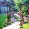 Metal Garden Arch Climbing Plants Support Rose Arch Outdoor - Black - Image 10