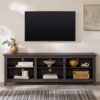 Modern Transitional 3 Shelf Open Storage 70" TV Stand For 80" TVs - Charcoal - Image 6