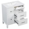 Bathroom Vanity With Ceramic Sink, Flip Out Drawer Design For Plumbing, Soft Close Drawers - White - Image 16