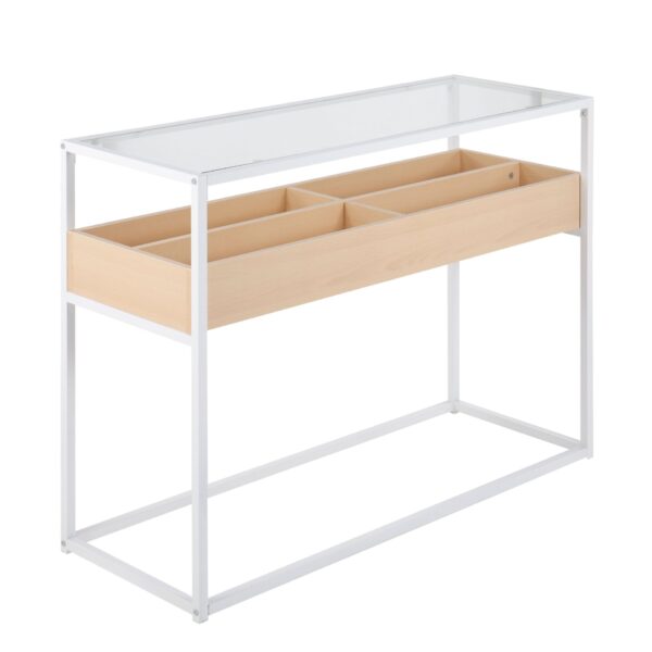 Display Contemporary Console Table - White / Natural / Clear
