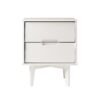 Mid-Century Modern 2 Drawer Solid Wood Nighstand With Cutout Handles - White - Image 2